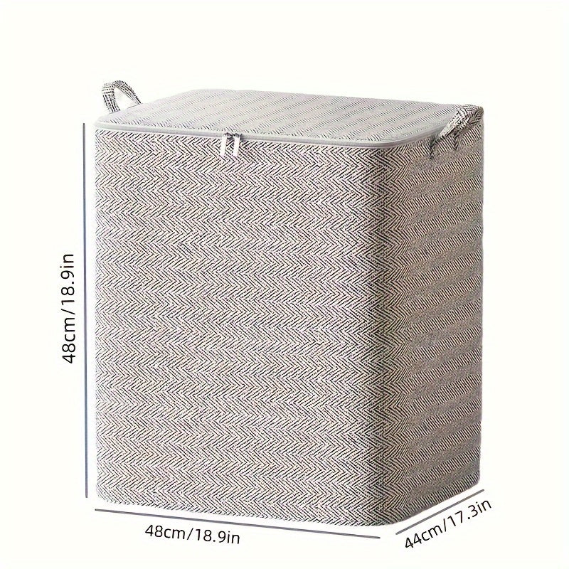 Large Non-Woven Fabric Storage Bin with Lid Handles and Zipper for Clothes Toys and Quilts