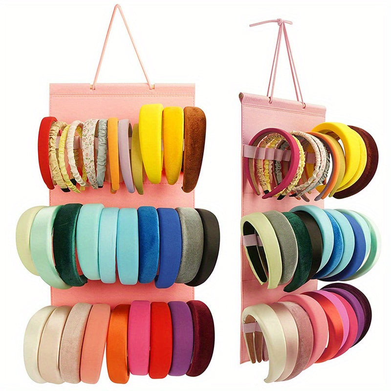 Kids Girls Hair Accessories Organizer Hanging Storage with 12 Hooks and Pockets