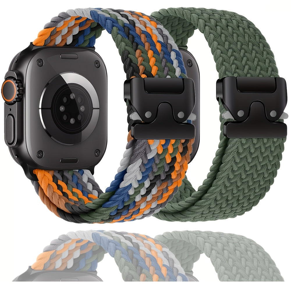 Nylon Braided Sport Wristband for Apple Watch Adjustable Parachute Buckle Compatible with Series 1-10 SE Ultra