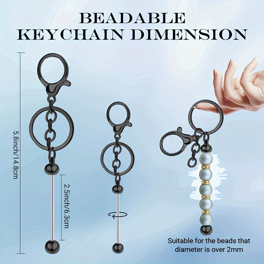 Golden Pearl Keychain Rods Set for DIY Crafts Pendant Hanging Chain for Men and Women