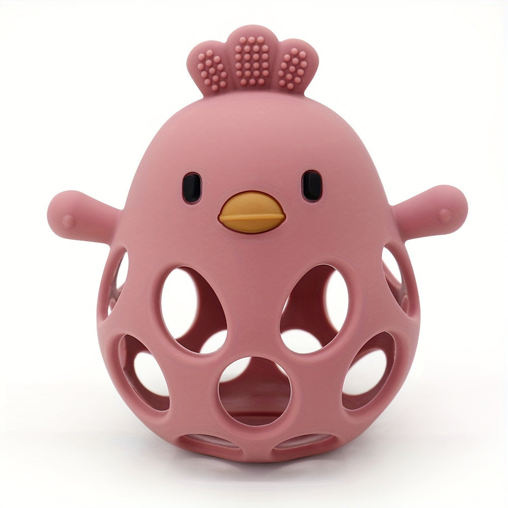 Baby Teether with Hand Grip Hollowed Out Chicken Design for Teething Relief