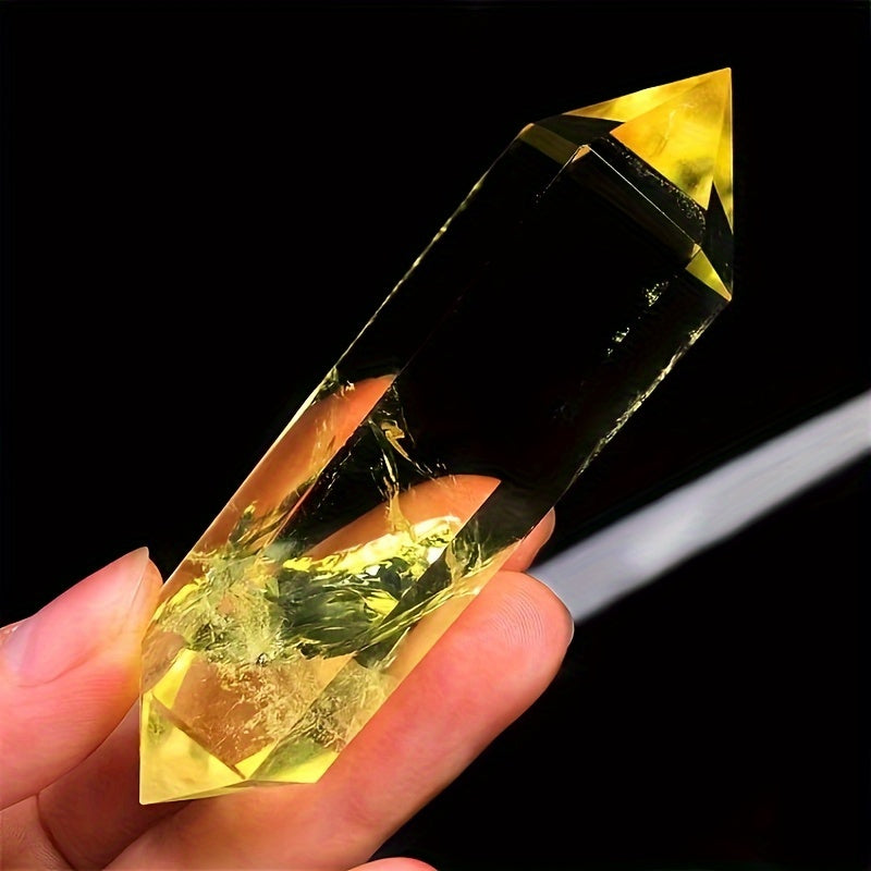 Pendiente de cristal de citrino impresionante, de doble punta, joyería de gema genuina, regalo