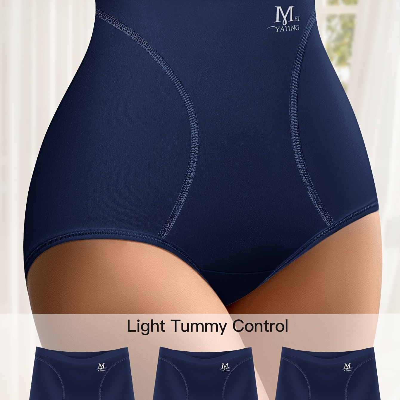 Women's High Waist Briefs Pack of 3 Letter Pattern Pipping Soft Tummy Control Underwear