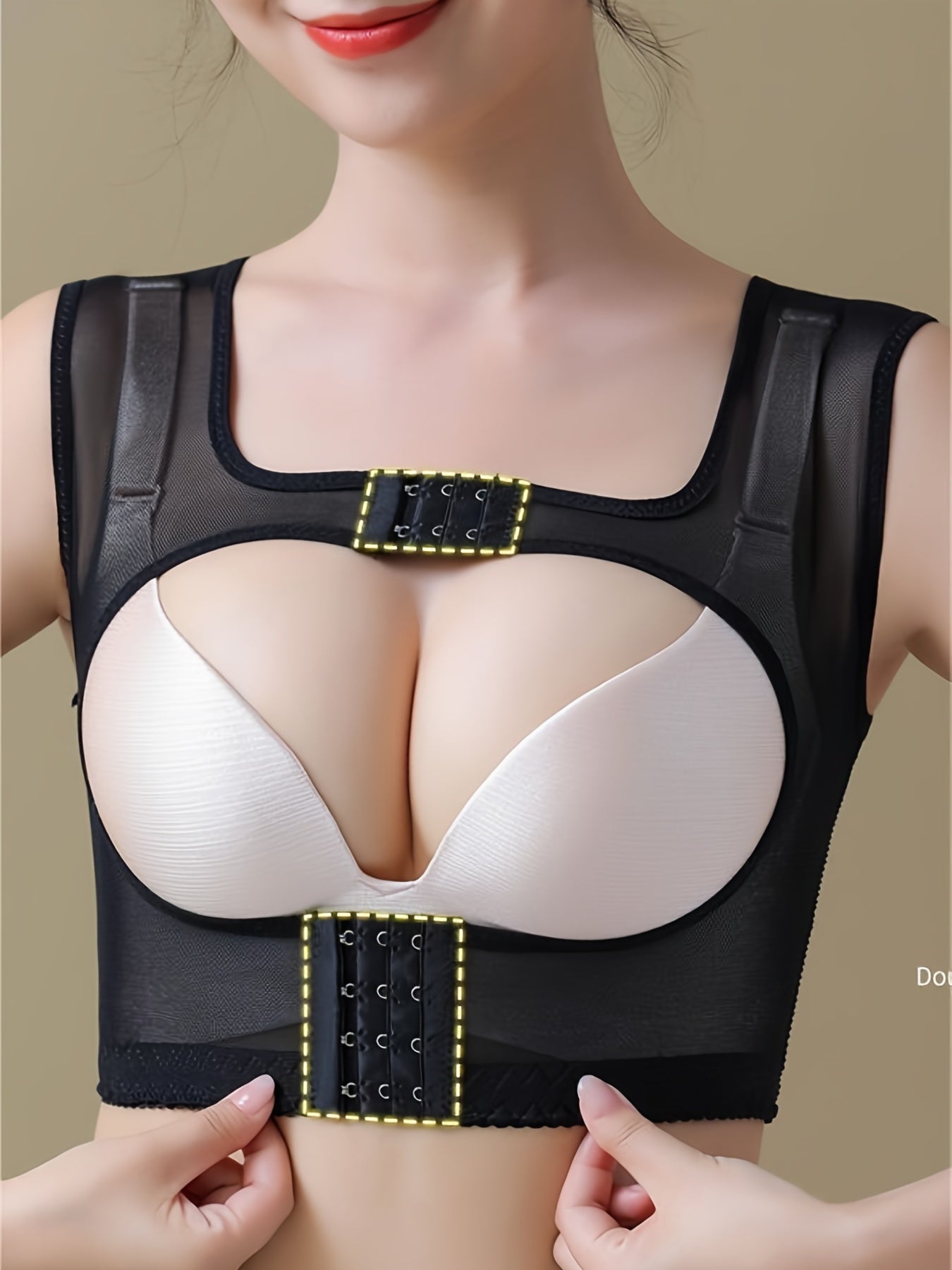 Women's Push Up Bra Shapewear Posture Corrector Solid Mesh Support