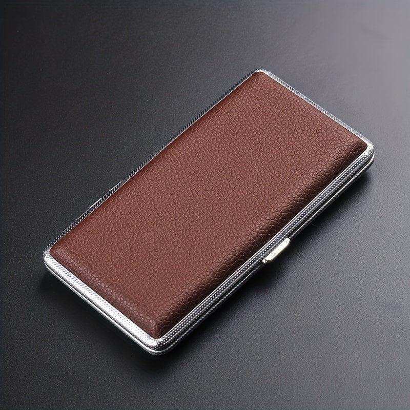 Unisex Leather Cigarette Case Holds 14 Cigarettes Extra Long PU Leather Smoking Accessory