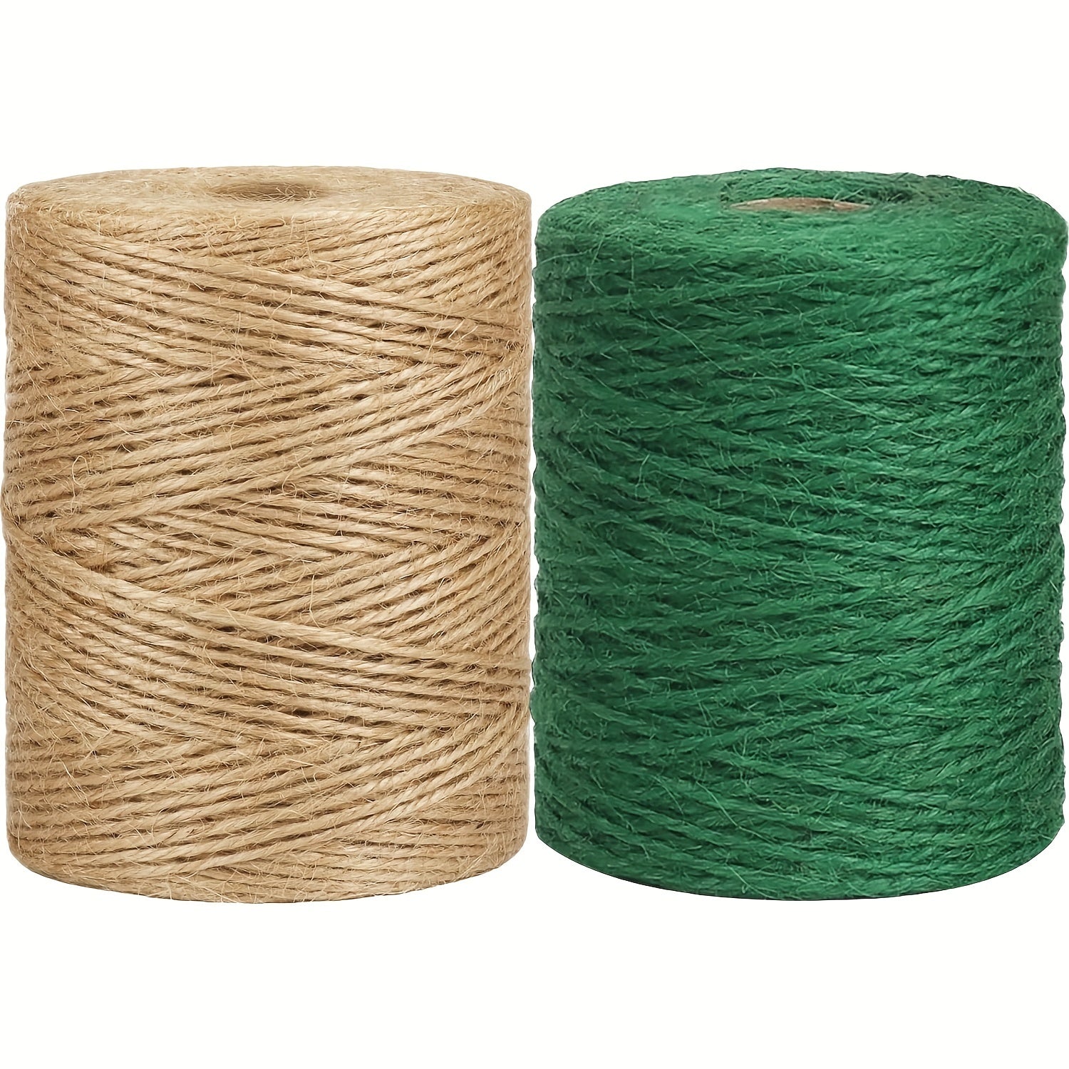 Cuerda de yute natural para jardín, 2 rollos, 99.97 m, marrón, para jardinería, manualidades, embalaje