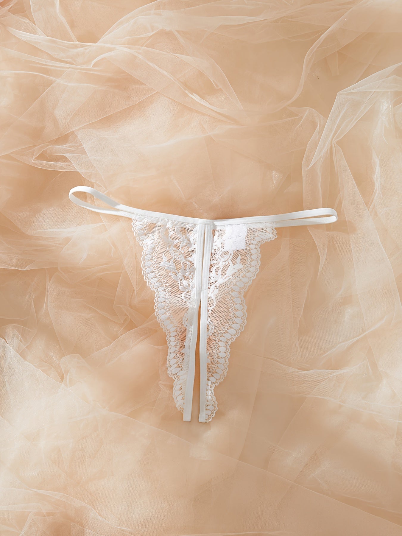 Women's Lace Lingerie Sleepwear Set Polyester Nightdress with Ruffle Details and G-String