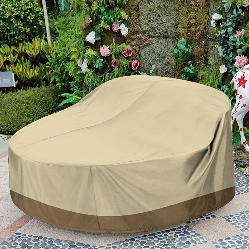 Round Beige Patio Daybed Cover Durable Polyester All-Weather Protection 223.52cm