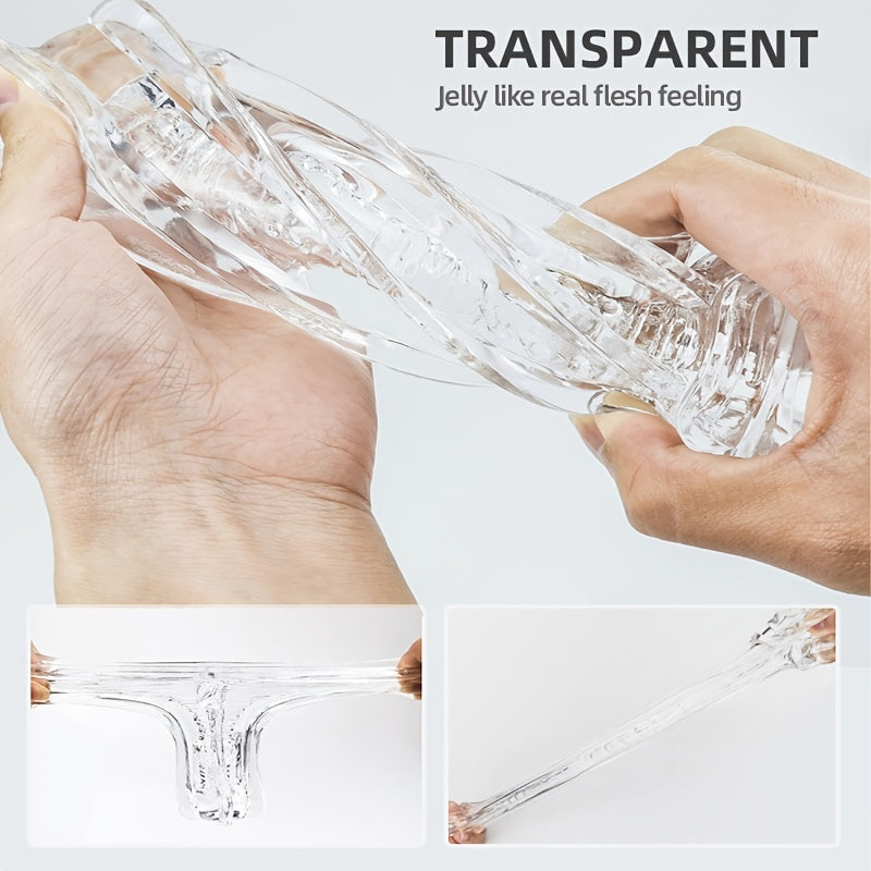 Erkaklar uchun jinsiy o'yinchoq kubi, shaffof silikon, 3D haqiqiy vaginal chidamlilik