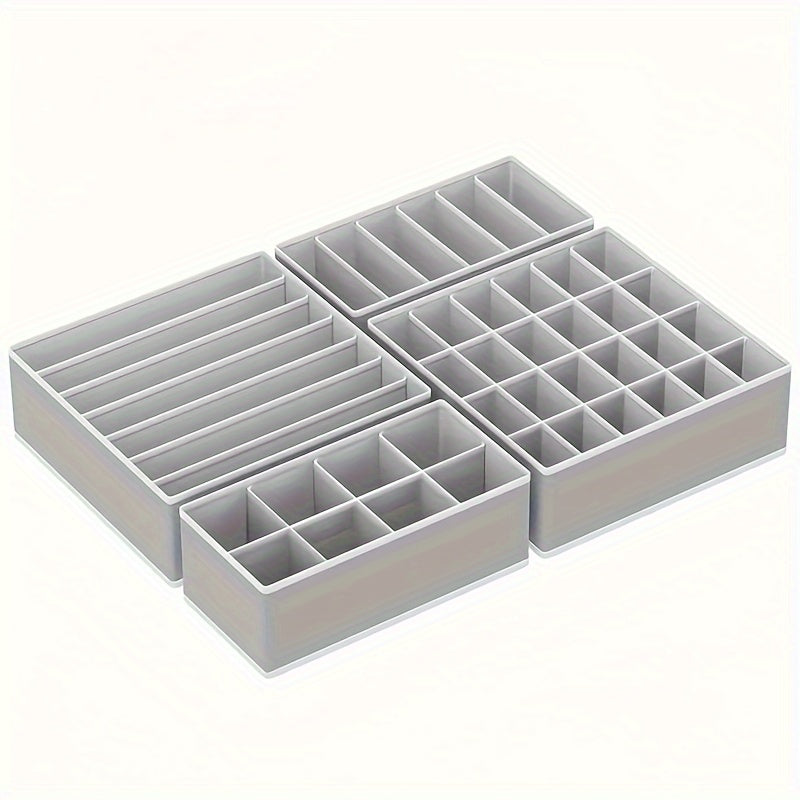 4-Piece Polyester Clothing Organizer Set for Socks Underwear Bras Ties Belts