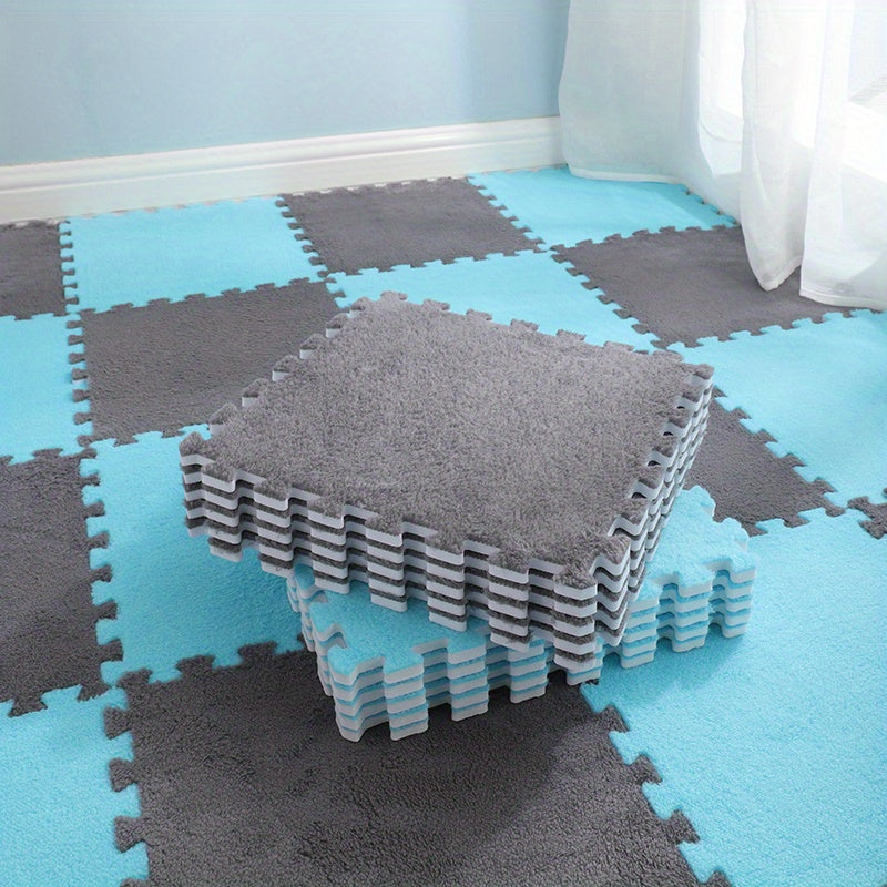 Yotoqxonalar uchun 24 dona sueda bo'lakdan iborat gilamli mozaika mato, ichki polni akustik izolyatsiya qilish va ichki makon dekoratsiyasi