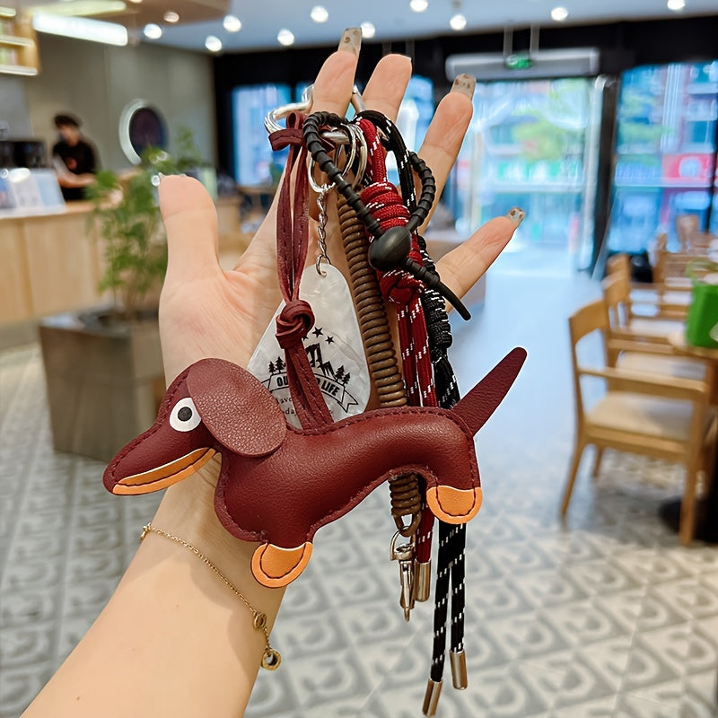 Braided Nylon Rope Dachshund Dog Keychain for Car Keys and Bag Pendant Ornament