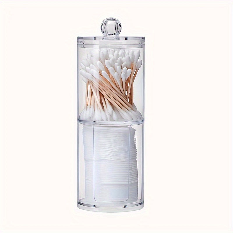 Transparent Double-Layer Storage Jar for Swabs Jewelry Dustproof Organizer