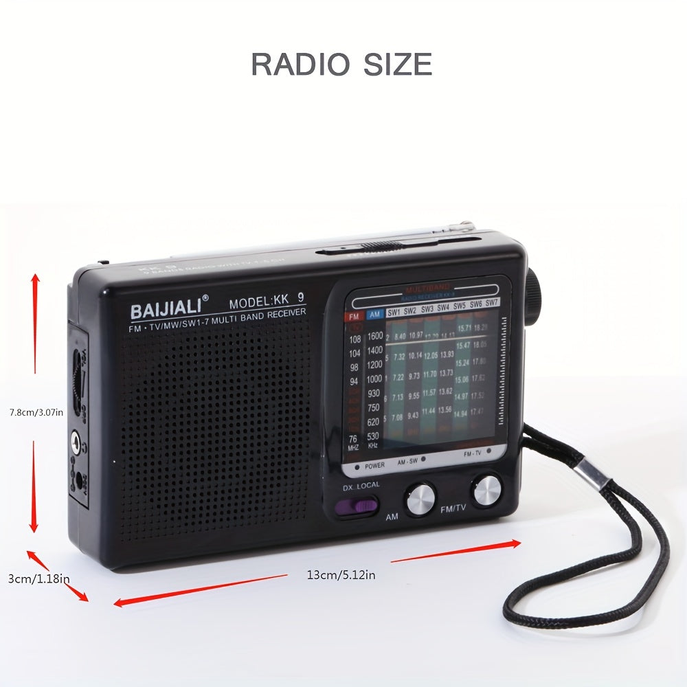 Portable AM FM SW Radio with Large Speaker and Headphone Jack Black