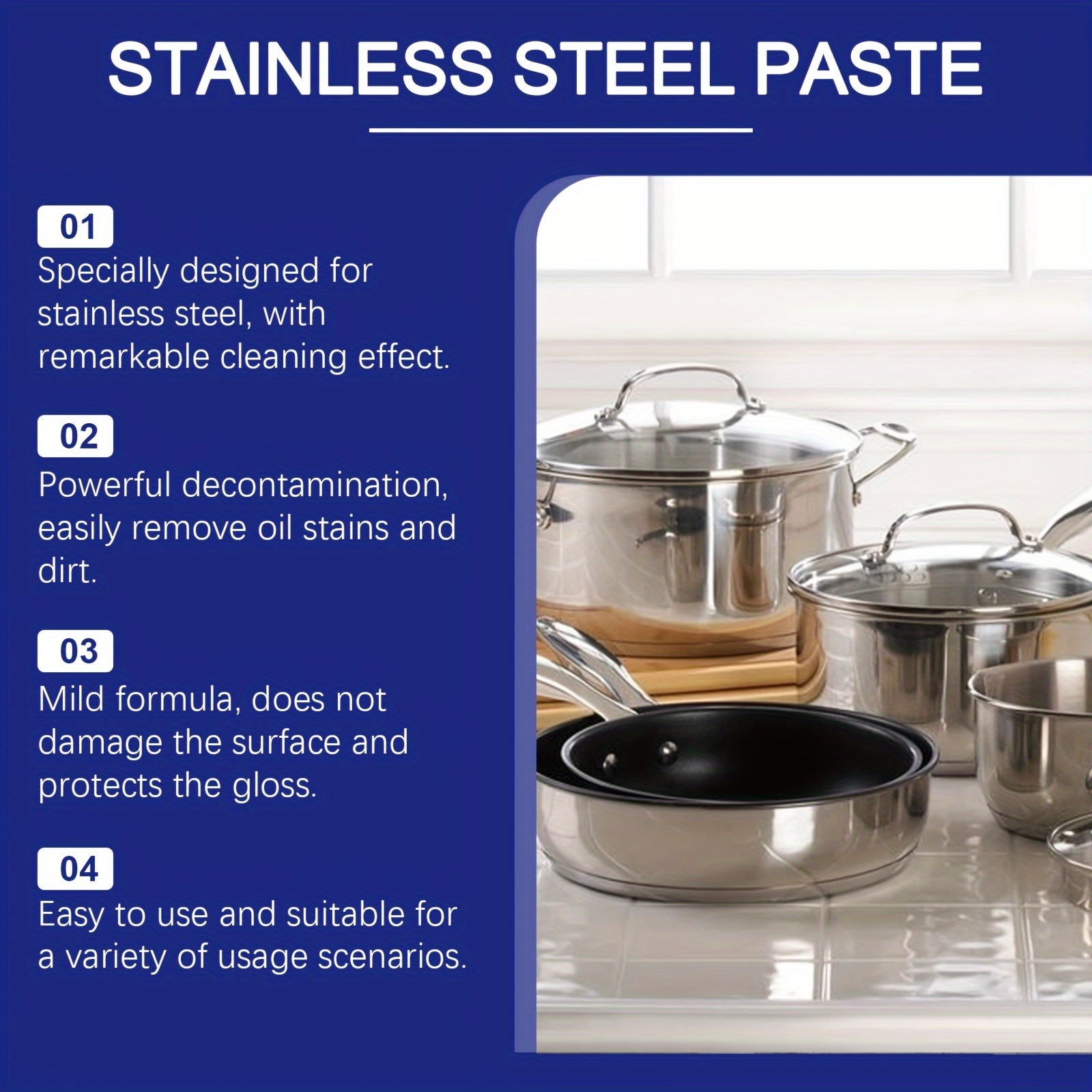 Stainless Steel Cleaning Gel Paste Sodium Bicarbonate 1L Residue-Free
