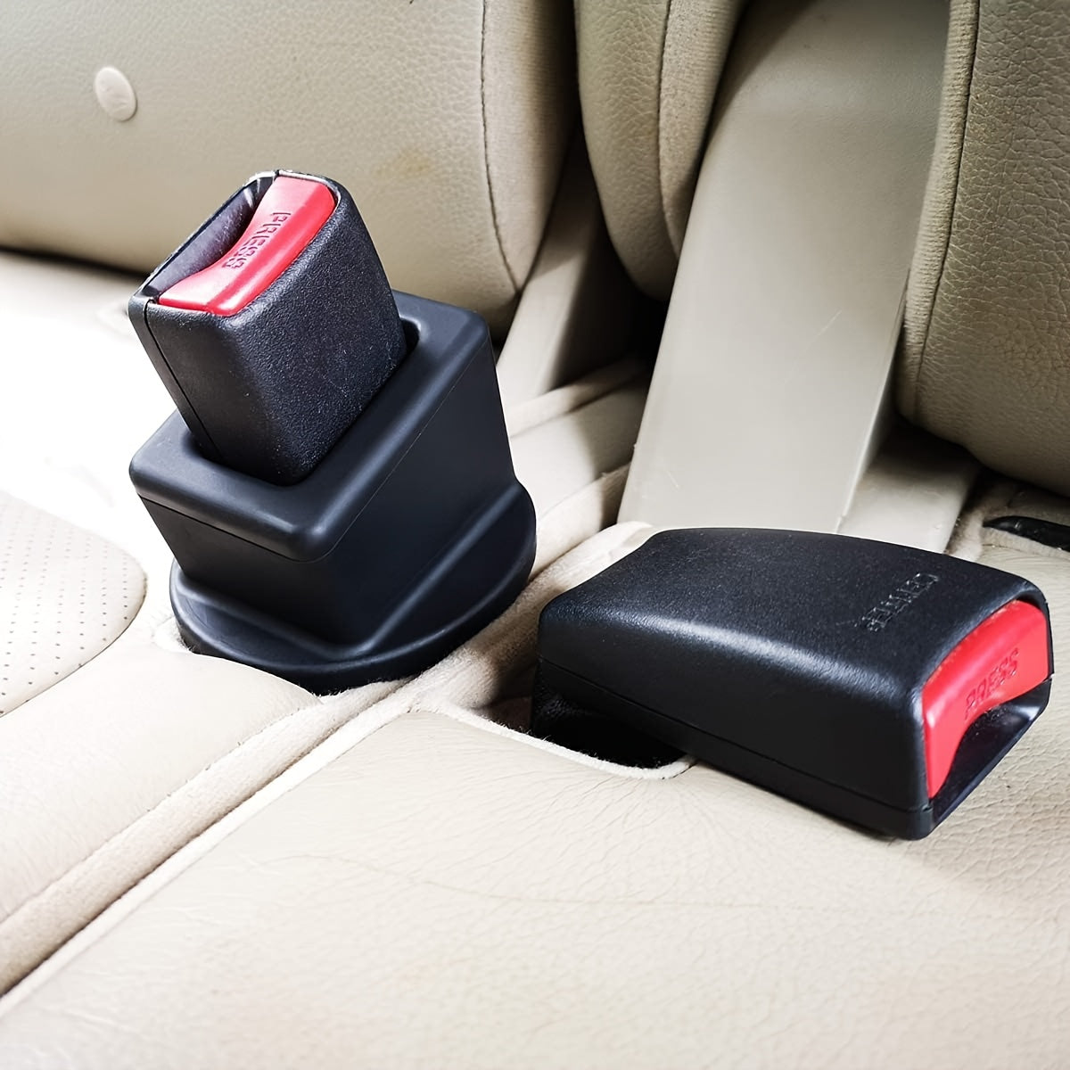 Juego de hebillas para cinturón de seguridad de asiento de coche, silicona, seguro, fácil de alcanzar