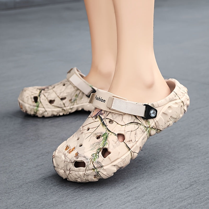 Unisex Camouflage Print EVA Clogs Breathable Summer Sandals with Adjustable Strap