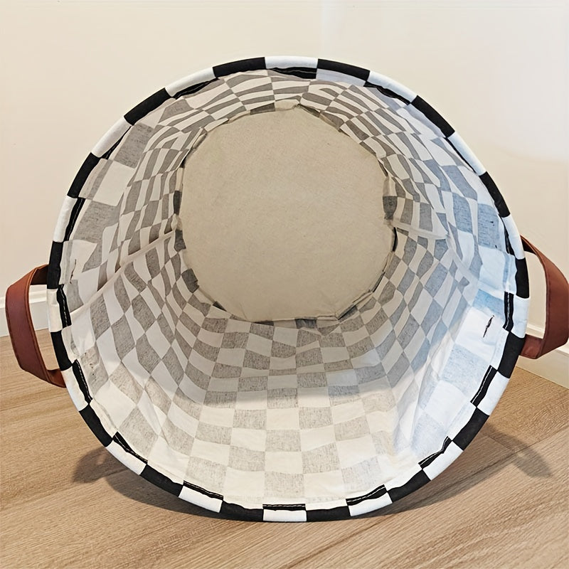 Canvas Fabric Collapsible Laundry Basket for Toys Clothes and Storage with Racing Flag Design