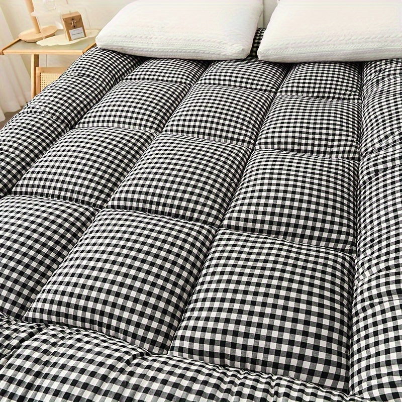 Super Soft Plaid Mattress Cover All Seasons Non-Waterproof Polyester Bedding for Bedroom Guest Room Dormitory