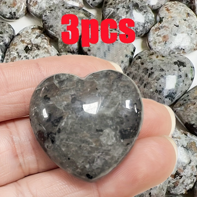 Set of Three Heart-Shaped Sodalite Flame Stones Glow-in-the-Dark UV Reactive for Room Decor or Gifts