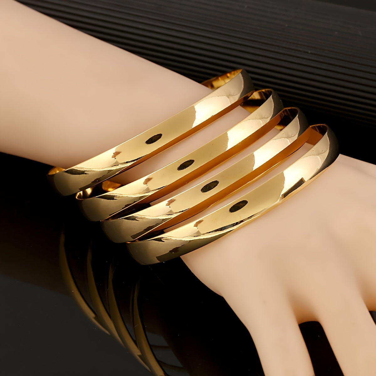 Women's Gold Plated Copper Bangles Round Simple Design Jewelry