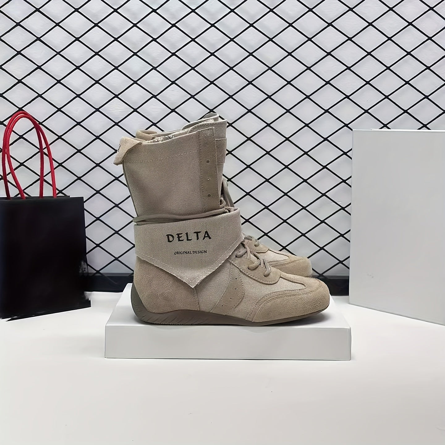 Женские полусапоги до середины икры из мягкой ткани и кожи для прогулок на улице, осенняя обувь