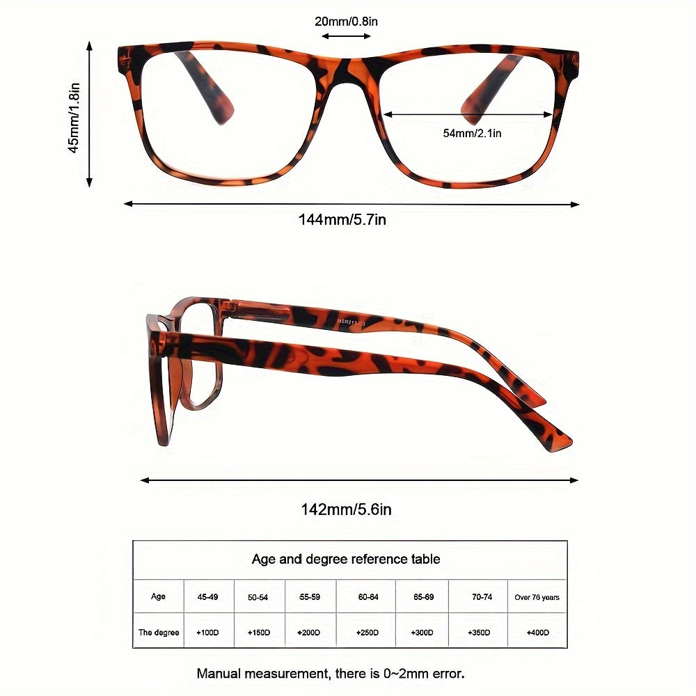 Unisex Oversized Reading Glasses Polycarbonate Frame Wide Field of Vision Spring Hinge