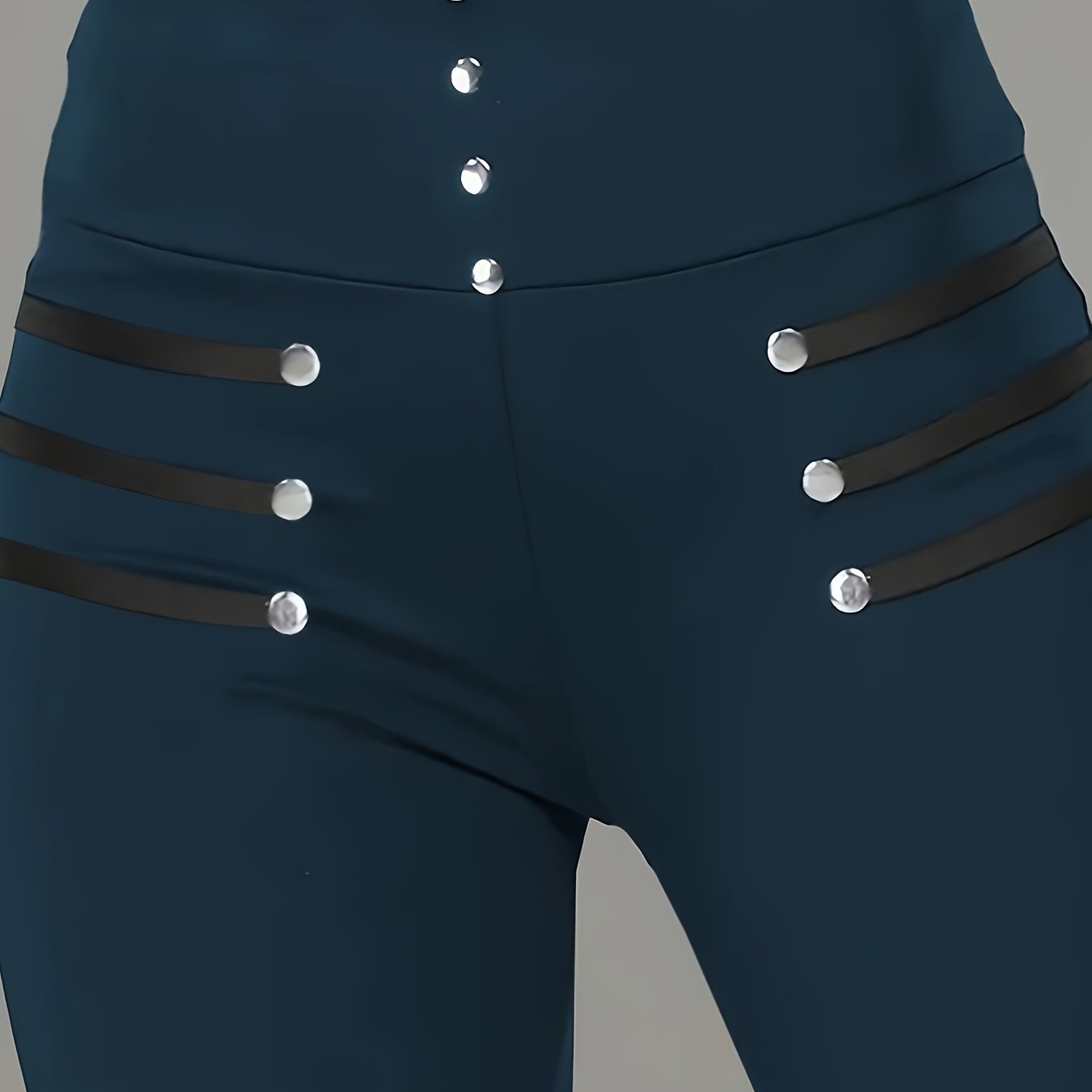 Women's Large Size High Waist Elastic Tights with Buttons