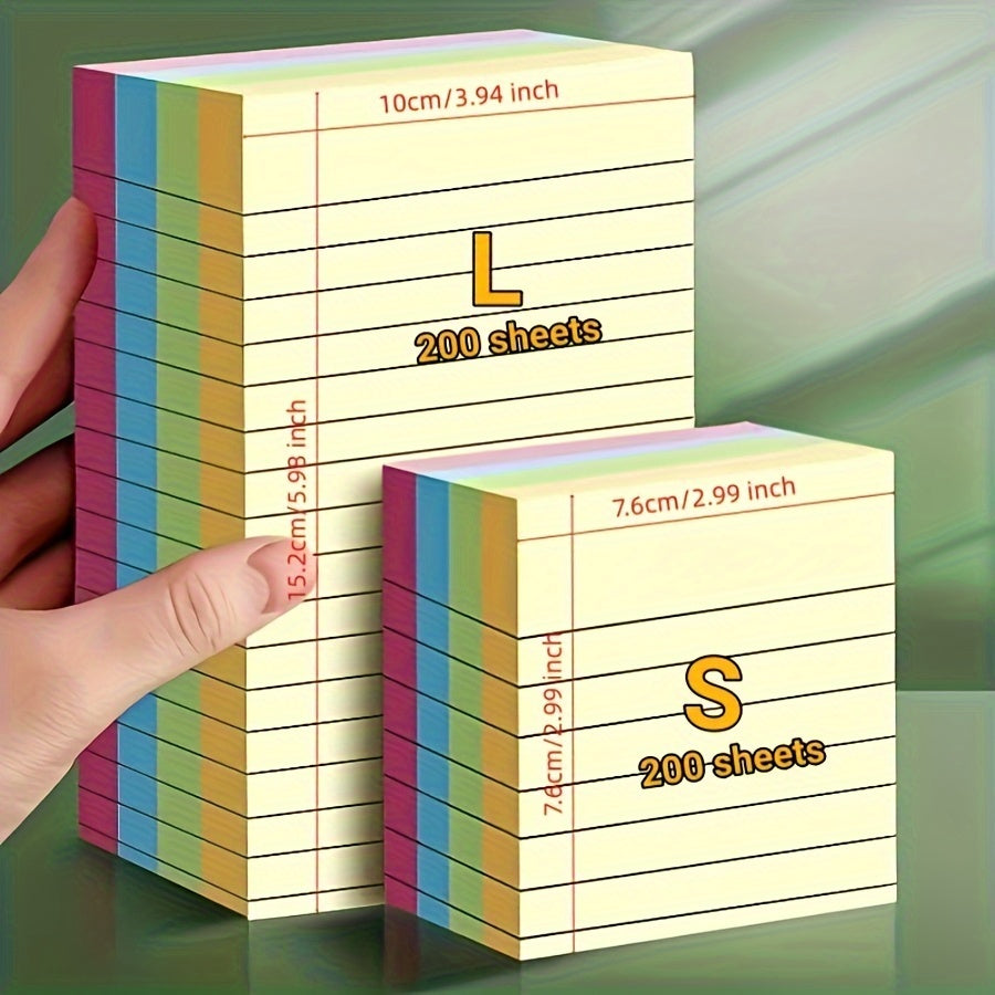 Large Lined Self-Adhesive Sticky Notes Pad in 4 Colors for Office and Students