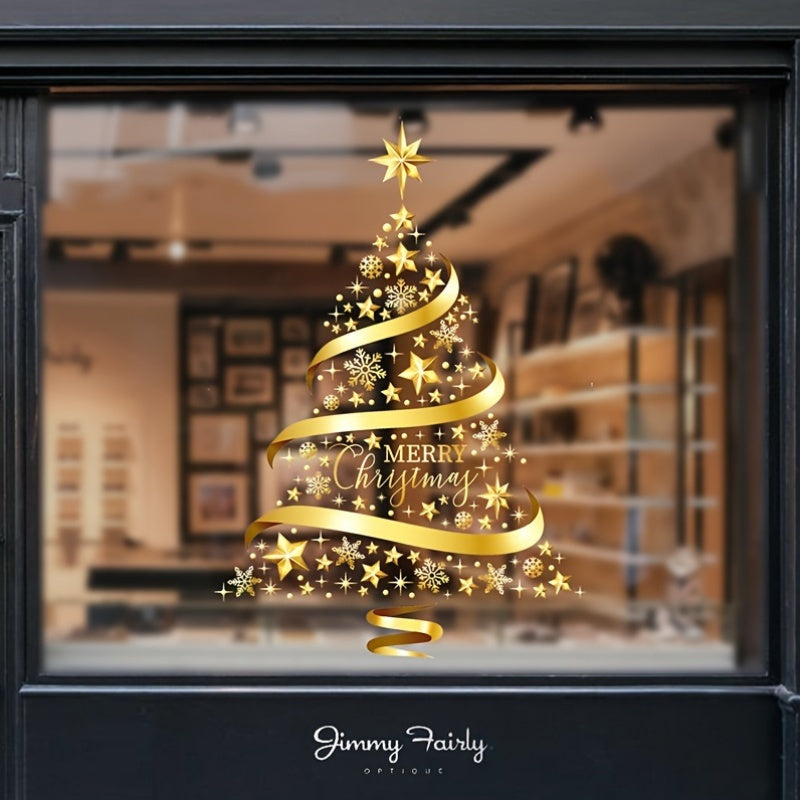 Festive Glass Wall Decal Christmas Tree Sticker No Bulbs or Electricity