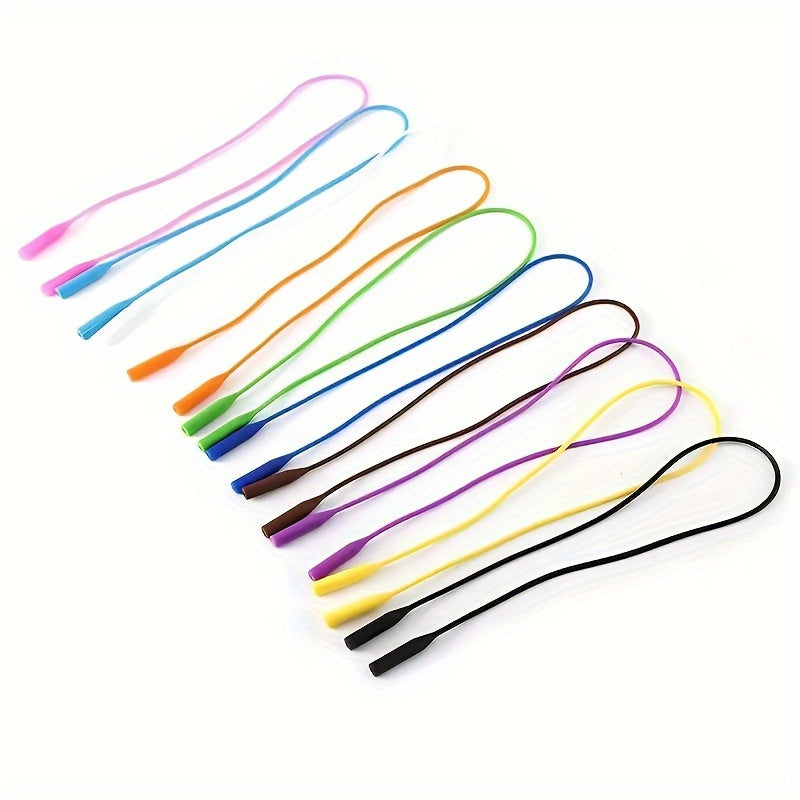 Set of 10 Adjustable Silicone Eyewear Retainers Non-Slip Elastic Glasses Straps