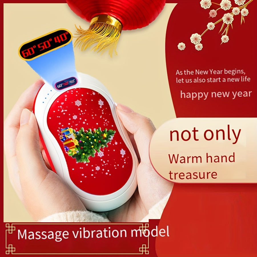 Dual-Sided Hand Warmer Vibration Massager with Adjustable Temperatures USB Rechargeable Long Battery