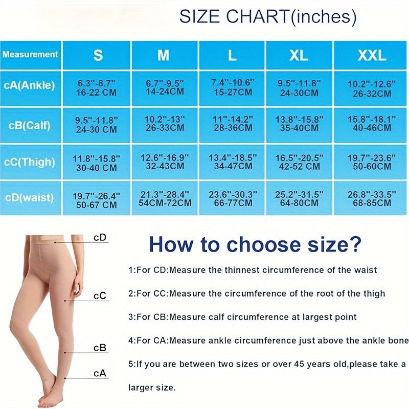 Women's Compression Pantyhose 20-30mmHg Graduated Support Breathable Opaque