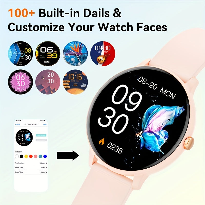 Reloj inteligente para hombres y mujeres con pantalla HD de 3.53cm, llamadas inalámbricas, control de música para múltiples deportes, asistente de voz AI