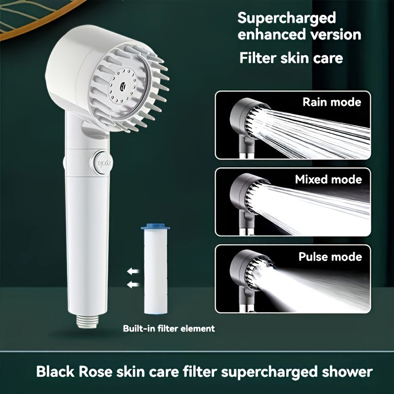 Cabezal de ducha de alta presión ajustable con panel de acero inoxidable de un toque para detener el agua