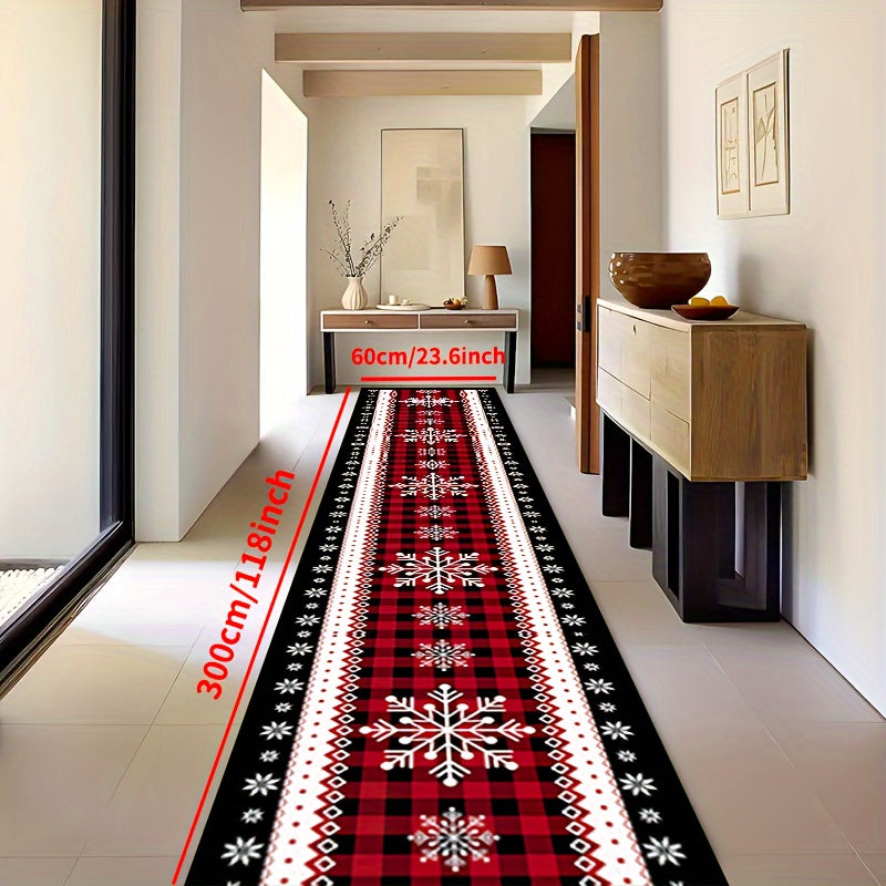 Rojdestvo qor qobigʻi yuguradigan gilam, sirpanmaydigan polyester gobelen, bayram bezaklari