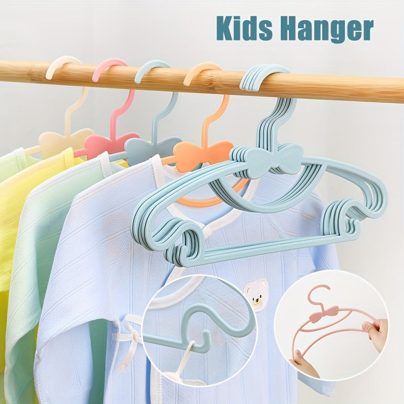 Newborn Baby Hangers Set of 10 Durable PP Material with Bow Storage for Children 0-10 Years