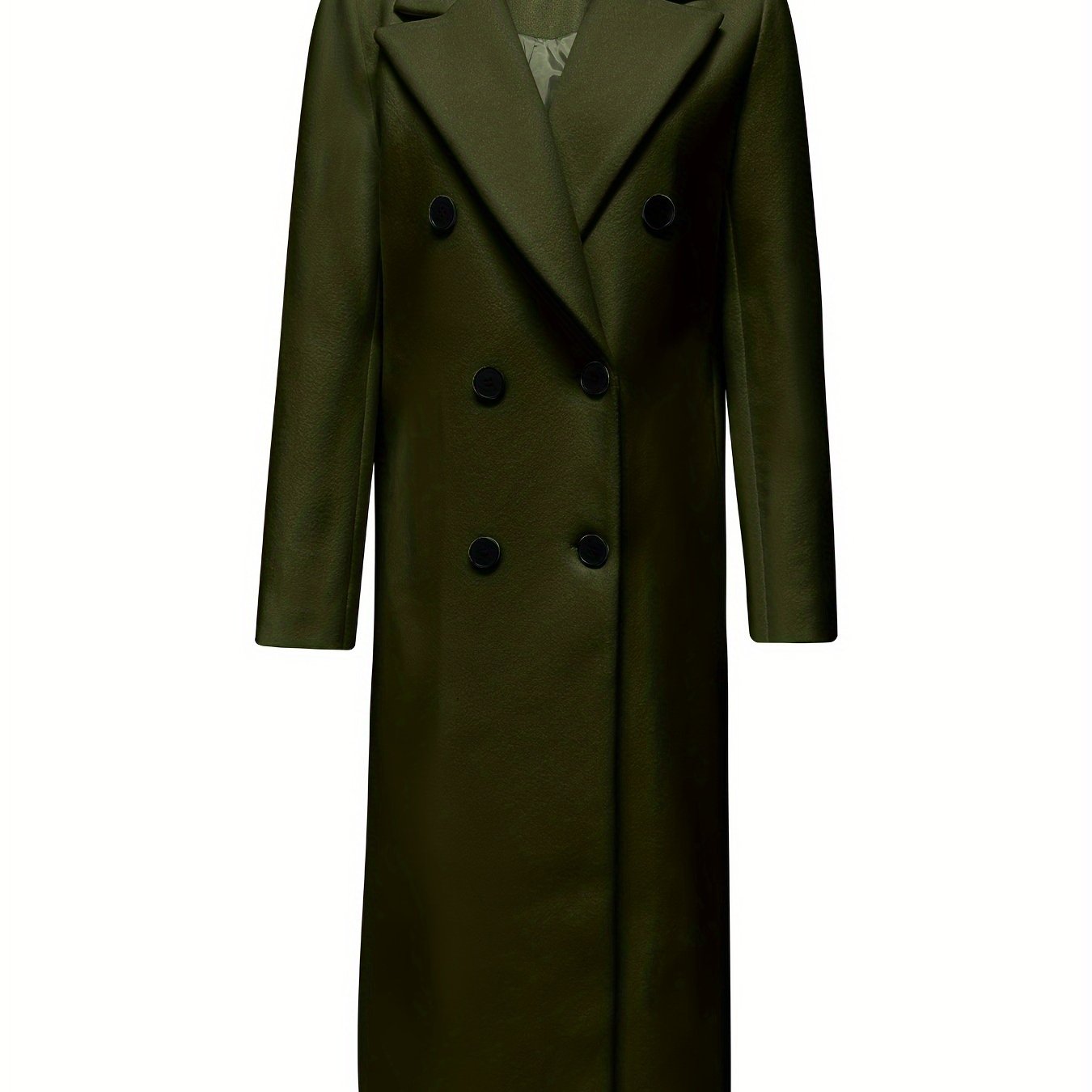 Women's Double Breasted Woven Polyester Overcoat for Fall Winter Solid Color Elegant