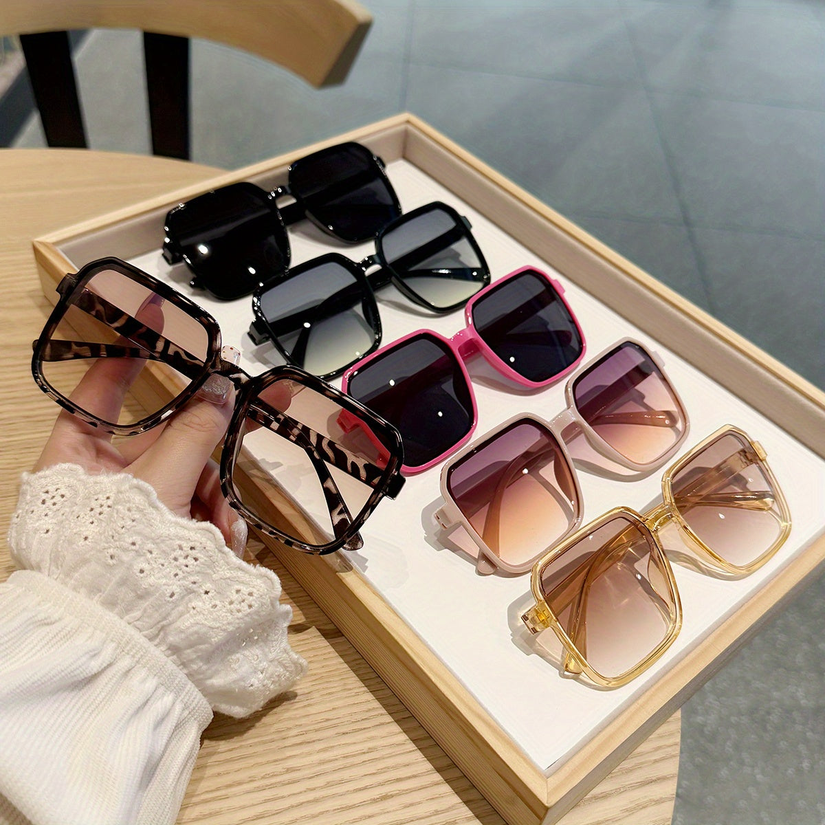 6-Pack Oversized Fashion Glasses with Anti-Reflective PC Lenses and Lightweight Plastic Frames