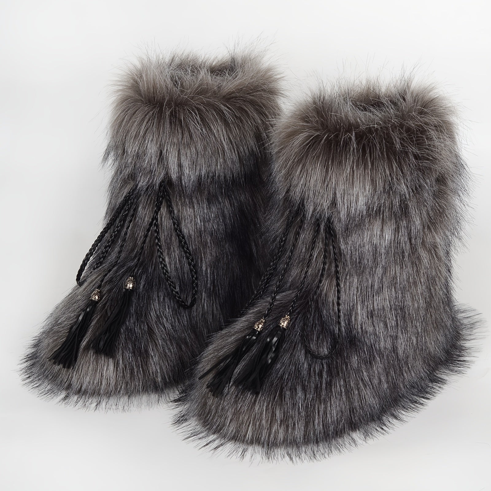 Women Plush Fur Ankle Boots Winter Fluffy Chunky Heel Snow