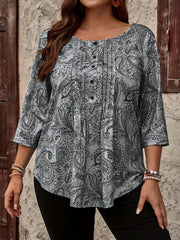 Women's Oversized Polyester Knit T-Shirt With Asymmetrical Hem and Button Front