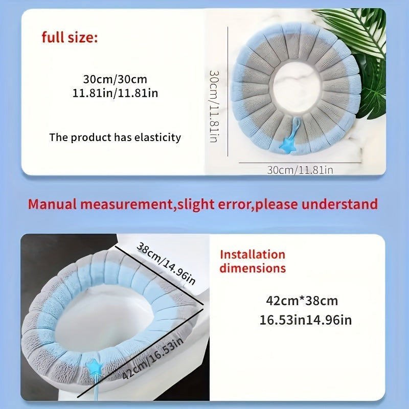 Thick Warm Plush Knit Toilet Seat Cover with Handle for Home and Commercial Use