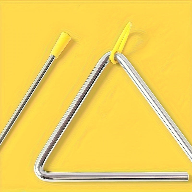 Stainless Steel Triangle Bell for Teaching Music Yellow 1 Piece
