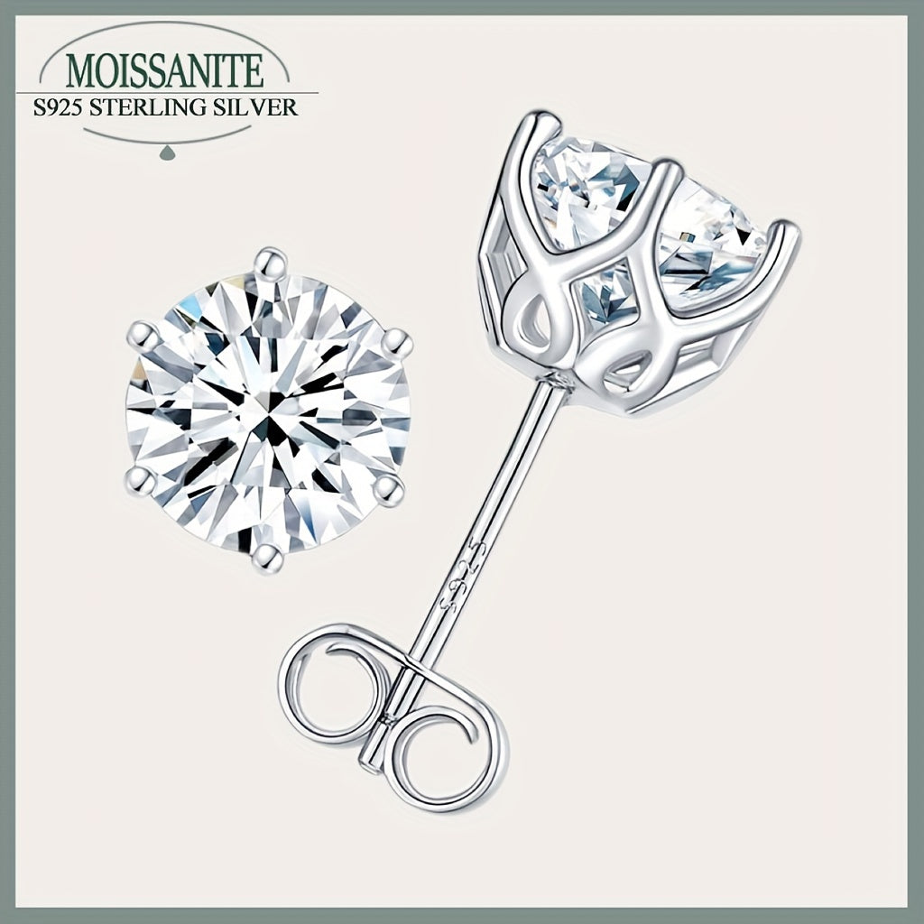 Niche dizaynli nafis quloq teshish zargarlik bezaklari - 925 sterling kumush Moissanite stud bilaguzuklari 0.5/1/2ct o'lchamlarida mavjud