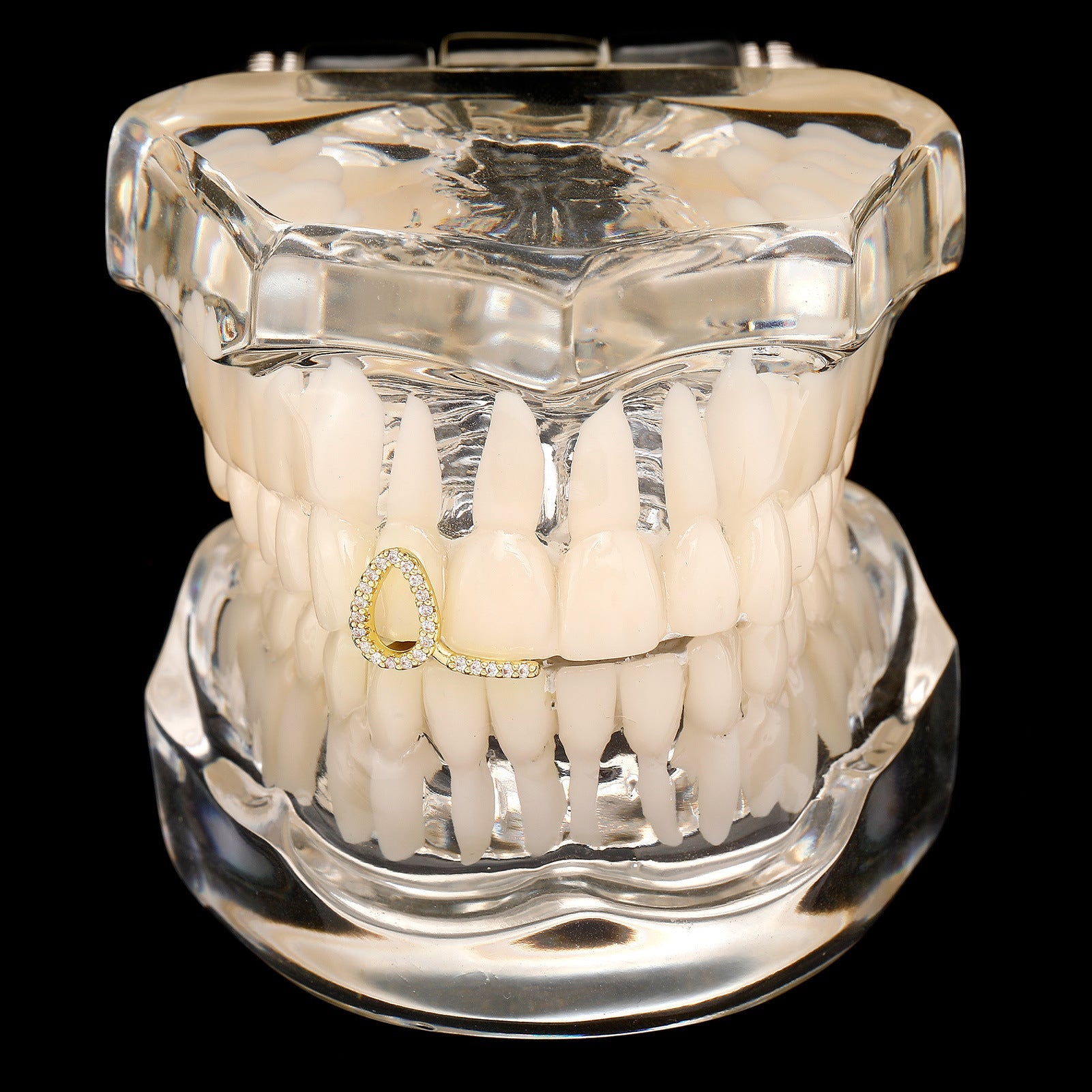 Gold Plated Teeth Grillz Set for Men and Women Cubic Zirconia Top and Bottom