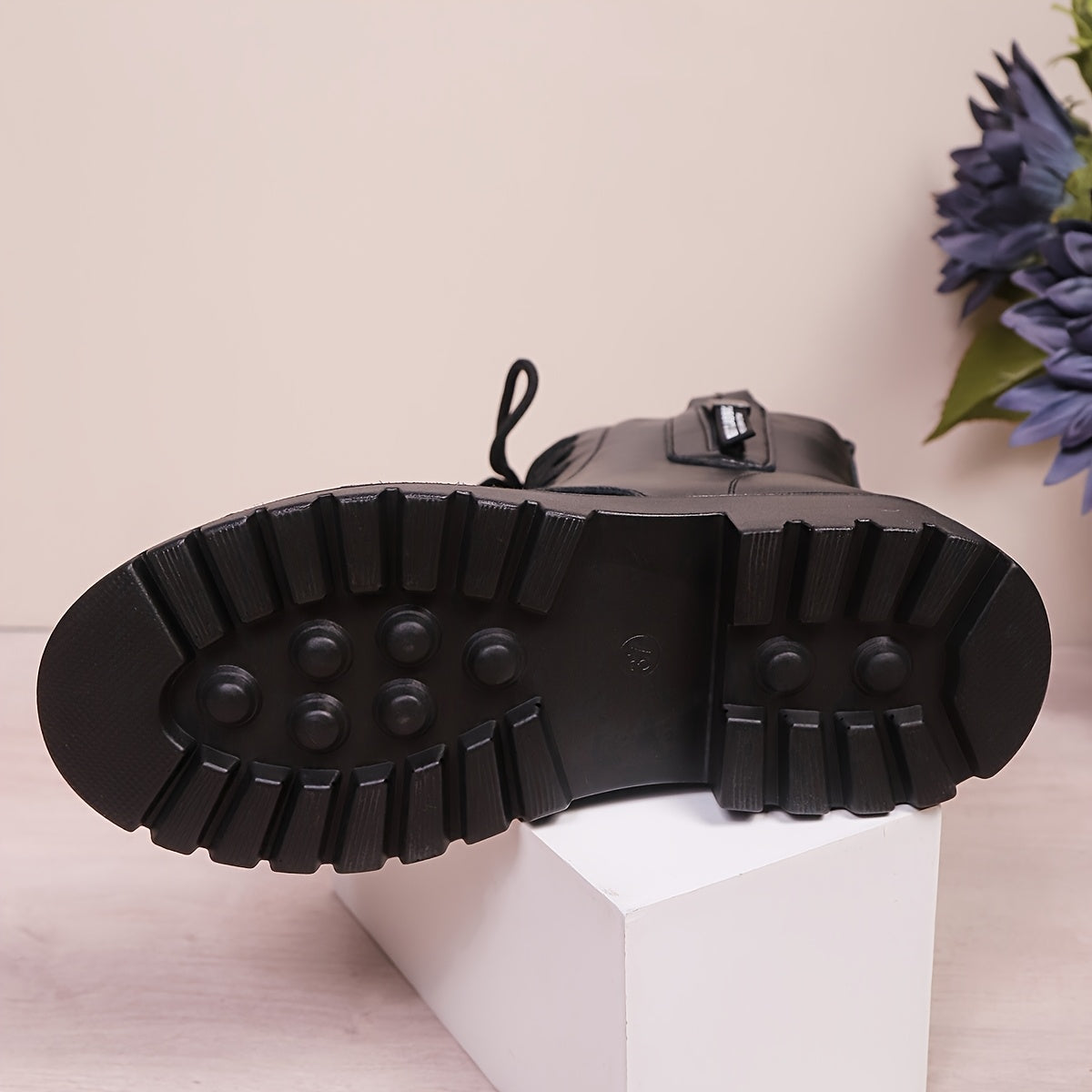 Women Anti-Slip Ankle Boots with Zipper Closure Mid-Heel Casual Shoes