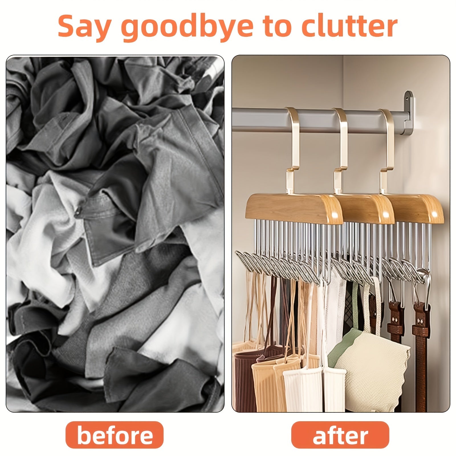 Wooden Hanger with 8 Hooks for Organizing Clothes and Accessories Space-Saving Drying Rack