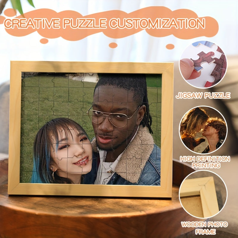 Создайте свою собственную фоторамку-пазл с деревянными блоками, персонализированный подарок