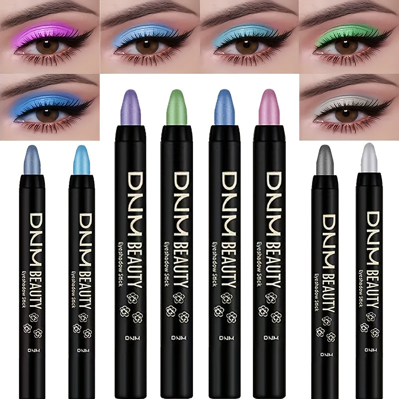 Women Waterproof Eye Shadow Stick with Rainbow Shimmer Long-Lasting Brightener
