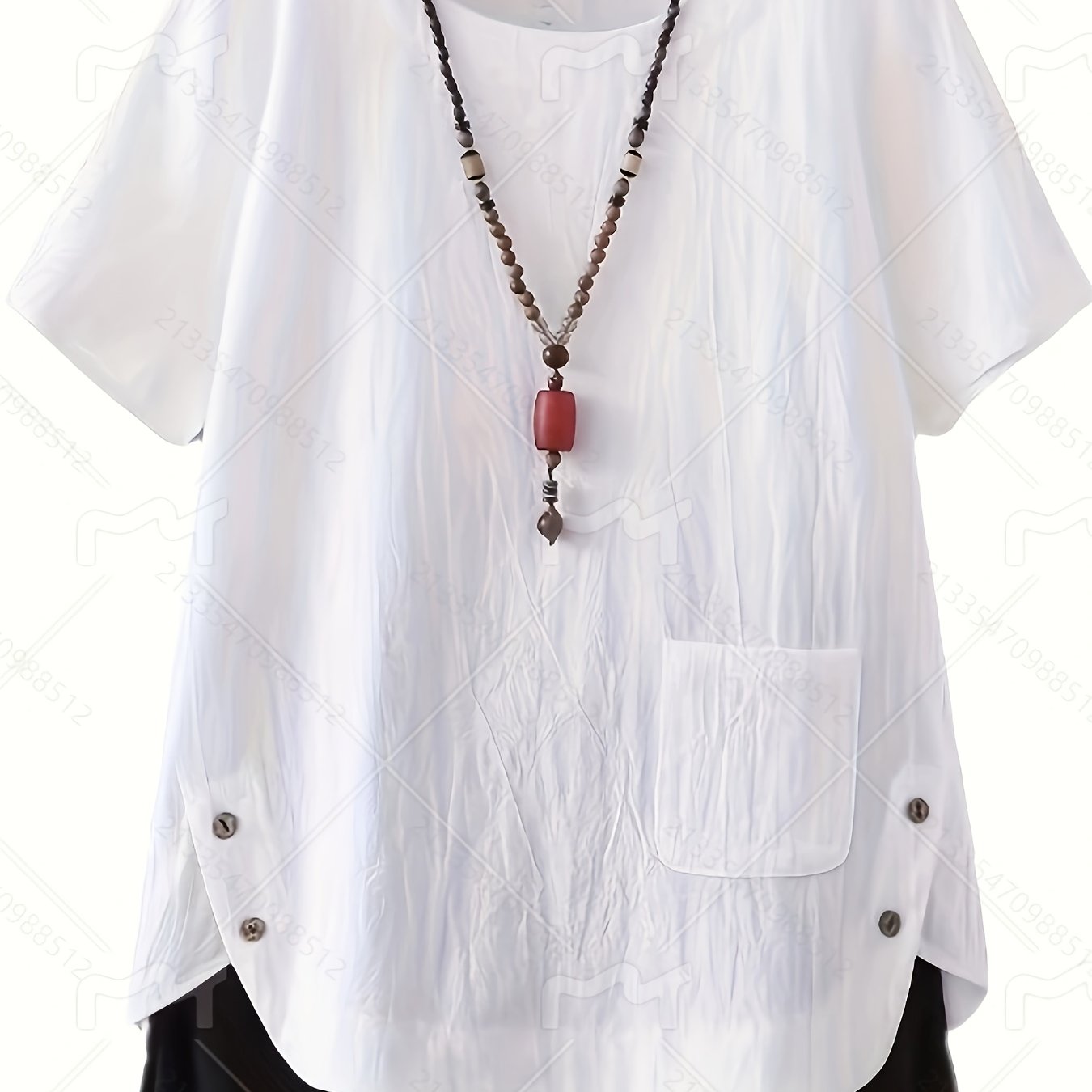 Camiseta de verano para mujer talla plus azul claro manga corta top casual